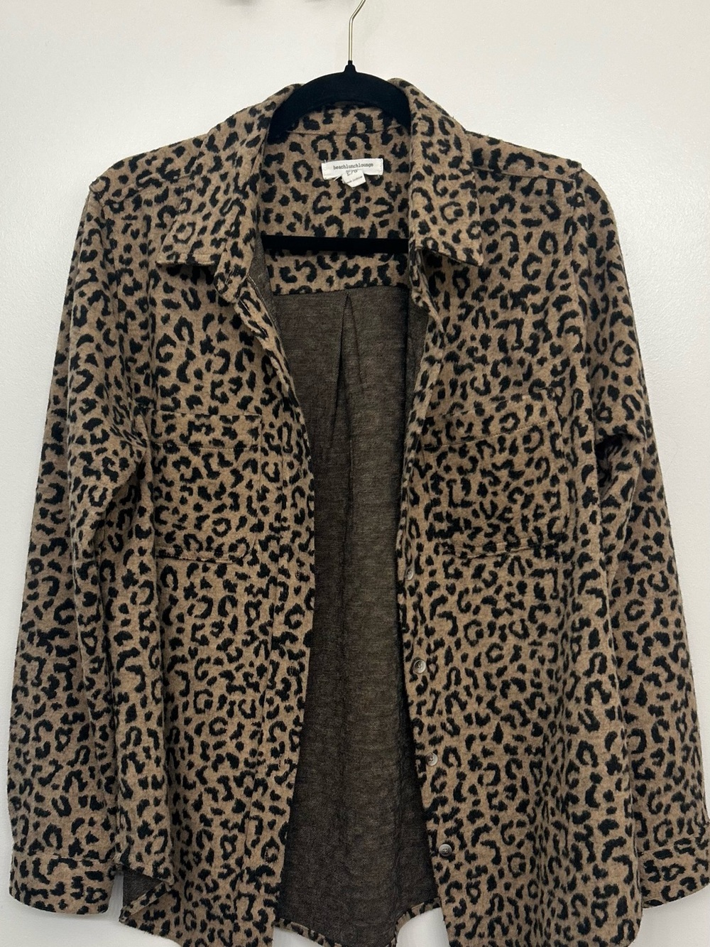 beachlunchlounge Leopard Print Open Cardigan Jacket - Tan & Black